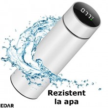 Termos Inteligent EDAR Cu Termometru, Capacitate 500 Ml, ABS/Inox, Alb