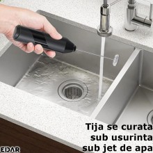 Spumator De Lapte EDAR, Functionare Pe Baterii, Varf Spiralat Din Inox, Suport, Negru