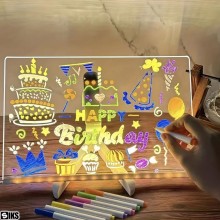 Tabla Pentru Desen Si Scriere Acrilica SIKS Cu Iluminare LED, Interactiva, Multifunctionala, 7 Markere Colorate, Suport Regla...