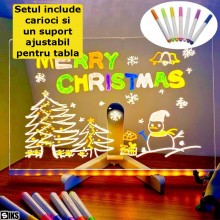 Tabla Pentru Desen Si Scriere Acrilica SIKS Cu Iluminare LED, Interactiva, Multifunctionala, 7 Markere Colorate, Suport Regla...