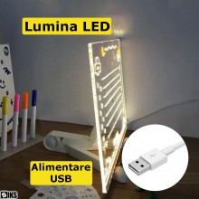 Tabla Pentru Desen Si Scriere Acrilica SIKS Cu Iluminare LED, Interactiva, Multifunctionala, 7 Markere Colorate, Suport Regla...