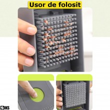 Razatoare, Tocator si Feliator Multifunctional SIKS Pentru Legume Si Fructe, Manual, 28 piese, Lame Din Otel Inoxidabil, Mult... Razatoare, Tocator si Feliator Multifunctional SIKS Pentru Legume Si Fructe, Manual, 28 piese, Lame Din Otel Inoxidabil, Mult...