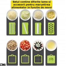 Razatoare, Tocator si Feliator Multifunctional SIKS Pentru Legume Si Fructe, Manual, 28 piese, Lame Din Otel Inoxidabil, Mult... Razatoare, Tocator si Feliator Multifunctional SIKS Pentru Legume Si Fructe, Manual, 28 piese, Lame Din Otel Inoxidabil, Mult...