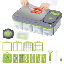 Razatoare, Tocator si Feliator Multifunctional SIKS Pentru Legume Si Fructe, Manual, 28 piese, Lame Din Otel Inoxidabil, Mult...