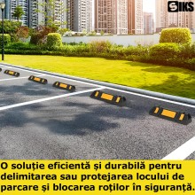 Set 2x Opritor SIKS Roata Auto Reflectorizant, Pentru Locul De Parcare Sau Blocare Roti, 48 cm, Negru/Galben Set 2x Opritor SIKS Roata Auto Reflectorizant, Pentru Locul De Parcare Sau Blocare Roti, 48 cm, Negru/Galben