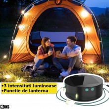 Ghirlanda Cu Incarcare Solara SIKS Pentru Camping, Gradina, Balcon, Terasa, 18 LED-uri, Cu USB, Incarcare Telefon, 100 lumens...