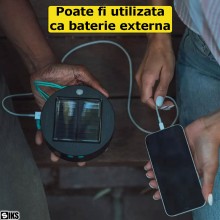 Ghirlanda Cu Incarcare Solara SIKS Pentru Camping, Gradina, Balcon, Terasa, 18 LED-uri, Cu USB, Incarcare Telefon, 100 lumens...