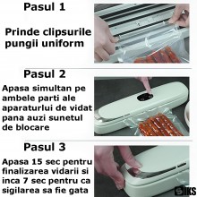 Aparat de Vidat SIKS Si Sigilat Alimente, Afisaj Digital Secunde Ramase, Oprire Automata, 30cm Bara De Lipire, 10 Pungi Inclu... Aparat de Vidat SIKS Si Sigilat Alimente, Afisaj Digital Secunde Ramase, Oprire Automata, 30cm Bara De Lipire, 10 Pungi Inclu...