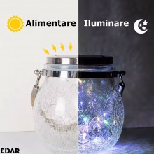 Lampa Solara Decorativa EDAR, Decorativa, Tip Borcan, Din Sticla, Agatare Sfoara, Panou Solar Incorporat, Pentru Exterior, Lu... Lampa Solara Decorativa EDAR, Decorativa, Tip Borcan, Din Sticla, Agatare Sfoara, Panou Solar Incorporat, Pentru Exterior, Lu...