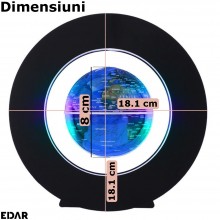 Glob Pamantesc Magnetic Plutitor EDAR Cu Iluminare Led, Suport Rotund, Alimentare Priza, Negru Glob Pamantesc Magnetic Plutitor EDAR Cu Iluminare Led, Suport Rotund, Alimentare Priza, Negru