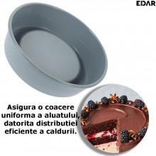 Forma Din Silicon Pentru Prajituri EDAR, Reutilizabila, Rotunda, Diametru 21.5 Cm, Gri