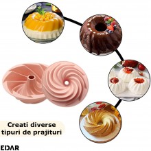 Forma Din Silicon Pentru Prajituri EDAR, Reutilizabila, Rotunda, Diametru 22 Cm, Inaltime 9.5 Cm, Roz