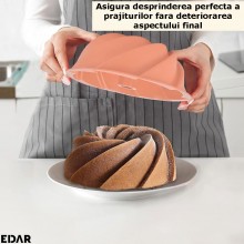 Forma Din Silicon Pentru Prajituri EDAR, Reutilizabila, Rotunda, Diametru 22 Cm, Inaltime 9.5 Cm, Roz
