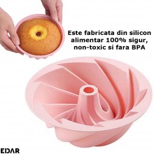 Forma Din Silicon Pentru Prajituri EDAR, Reutilizabila, Rotunda, Diametru 22 Cm, Inaltime 9.5 Cm, Roz