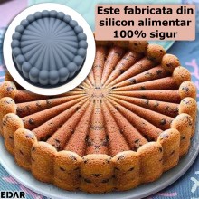 Forma Din Silicon Pentru Prajituri EDAR, Reutilizabila, Rotunda, Diametru 20 Cm, Inaltime 6 Cm, Gri