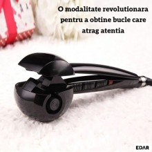 Ondulator Automat de Par EDAR, Profesional, Invelis Ceramic, Reglaj 3 Nivele de Temperatura, 230°C, Culoare Neagra