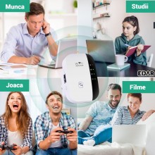 Amplificator EDAR Pentru Semnal Wifi, Adaptor Wireless Cu Acoperire 10m, 2.4 Ghz, Viteza 300 Mbps, Alb/Negru Amplificator EDAR Pentru Semnal Wifi, Adaptor Wireless Cu Acoperire 10m, 2.4 Ghz, Viteza 300 Mbps, Alb/Negru