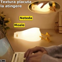 Lampa De Veghe SIKS Pentru Copii, Veioza Pentru Camera Copiilor, Model Rata, Din Silicon Moale, Cu Touch-Control, Reincarcare...