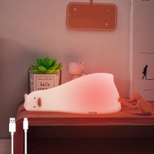 Lampa De Veghe Portabila Rata EDAR, Silicon Moale, Pentru Copii/Adulti, Control Tactil, 4 Culori Lumina Ambientala, Mod Schim...