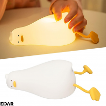 Lampa De Veghe Portabila Rata EDAR, Silicon Moale, Pentru Copii/Adulti, Control Tactil, 4 Culori Lumina Ambientala, Mod Schim...