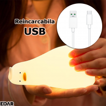 Lampa De Veghe Portabila Rata EDAR, Silicon Moale, Pentru Copii/Adulti, Control Tactil, 4 Culori Lumina Ambientala, Mod Schim...