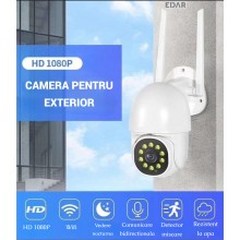 Camera Supraveghere Exterior EDAR WIFI IP66, FullHD, Viziune Nocturna Color cu 10 LED-uri, Detector Miscare, Stocare pe Card ...