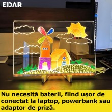 Tabla Pentru Desen/Scriere Acrilica EDAR, Iluminare LED, Interactiva, 7 Carioci Incluse, Suport Reglabil Inclus, Ideala Pentr...