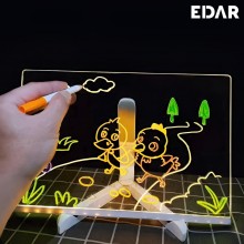 Tabla Pentru Desen/Scriere Acrilica EDAR, Iluminare LED, Interactiva, 7 Carioci Incluse, Suport Reglabil Inclus, Ideala Pentr...