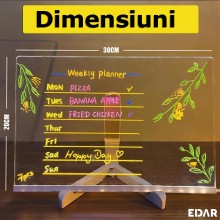 Tabla Pentru Desen/Scriere Acrilica EDAR, Iluminare LED, Interactiva, 7 Carioci Incluse, Suport Reglabil Inclus, Ideala Pentr...