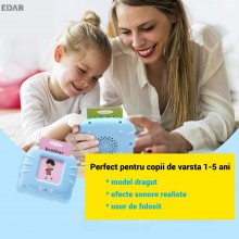Dispozitiv Educativ EDAR pentru Invatarea Englezei, 112 Carduri Interactive cu Functie Vocala, pentru Copii, Albastru