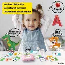 Dispozitiv Educativ EDAR pentru Invatarea Englezei, 112 Carduri Interactive cu Functie Vocala, pentru Copii, Roz