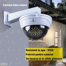 Camera De Supraveghere Falsa EDAR Solara, Tip Glob, 26 LED-uri, Telecomanda si Senzor de Miscare, Rezistent la Apa, Culoare Alba Camera De Supraveghere Falsa EDAR Solara, Tip Glob, 26 LED-uri, Telecomanda si Senzor de Miscare, Rezistent la Apa, Culoare Alba