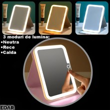 Oglinda Cosmetica EDAR pentru Machiaj cu Iluminare LED, 3 Moduri de Lumina, Control Touch, Pliabila si Portabila, 23 x 17 cm,... Oglinda Cosmetica EDAR pentru Machiaj cu Iluminare LED, 3 Moduri de Lumina, Control Touch, Pliabila si Portabila, 23 x 17 cm,...