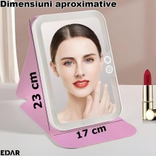 Oglinda Cosmetica EDAR pentru Machiaj cu Iluminare LED, 3 Moduri de Lumina, Control Touch, Pliabila si Portabila, 23 x 17 cm,... Oglinda Cosmetica EDAR pentru Machiaj cu Iluminare LED, 3 Moduri de Lumina, Control Touch, Pliabila si Portabila, 23 x 17 cm,...