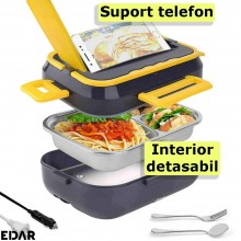 Caserola Termica Pranz EDAR, Cu Incalzire, Alimentare Priza Sau Auto, Pentru Casa, Masina, Scoala, Furculita Si Lingurita Inc... Caserola Termica Pranz EDAR, Cu Incalzire, Alimentare Priza Sau Auto, Pentru Casa, Masina, Scoala, Furculita Si Lingurita Inc...