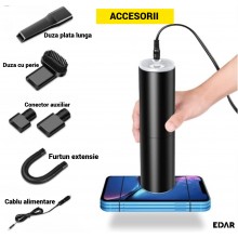 Aspirator Portabil EDAR Pentru Auto, Laptop, Geamuri, Mini Aspirator Cu 43000R/Min, 120 W, Incarcare USB, Negru