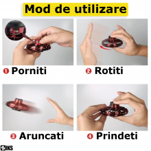Mini Drona OZN SIKS, Model Disc Zburator Interactiv, Cu 5 Senzori Infrarosu, Lumina Led, Control Gestual, Incarcare USB, Rosu