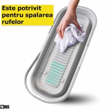 Lighean Pliabil SIKS Cu Roti Mici Si Manere, Galeata Pliabila, Design Ergonomic, Dreptunghiular, Portabil, Pentru Uz Casnic S...