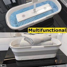 Lighean Pliabil SIKS Cu Roti Mici Si Manere, Galeata Pliabila, Design Ergonomic, Dreptunghiular, Portabil, Pentru Uz Casnic S...