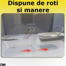 Lighean Pliabil SIKS Cu Roti Mici Si Manere, Galeata Pliabila, Design Ergonomic, Dreptunghiular, Portabil, Pentru Uz Casnic S...
