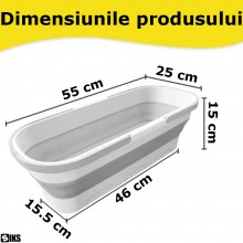 Lighean Pliabil SIKS Cu Roti Mici Si Manere, Galeata Pliabila, Design Ergonomic, Dreptunghiular, Portabil, Pentru Uz Casnic S...