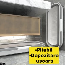 Lighean Pliabil SIKS Cu Roti Mici Si Manere, Galeata Pliabila, Design Ergonomic, Dreptunghiular, Portabil, Pentru Uz Casnic S...