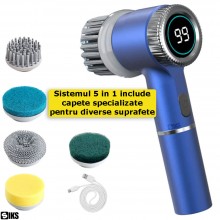 Perie Electrica De Curatare SIKS, Rotativa, Multifunctionala 5 In 1, Display Led, 5 Capete Diferite Rotative 360° Pentru Dive... Perie Electrica De Curatare SIKS, Rotativa, Multifunctionala 5 In 1, Display Led, 5 Capete Diferite Rotative 360° Pentru Dive...