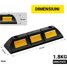 Set 2x Opritor Roti EDAR, Blocare Roti si Delimitare Loc Parcare, Elemente Reflectorizante, Cauciuc, Negru/galben Set 2x Opritor Roti EDAR, Blocare Roti si Delimitare Loc Parcare, Elemente Reflectorizante, Cauciuc, Negru/galben