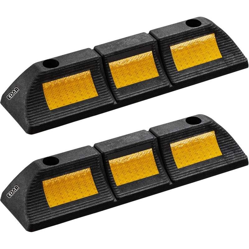 Set 2x Opritor Roti EDAR, Blocare Roti si Delimitare Loc Parcare, Elemente Reflectorizante, Cauciuc, Negru/galben Set 2x Opritor Roti EDAR, Blocare Roti si Delimitare Loc Parcare, Elemente Reflectorizante, Cauciuc, Negru/galben