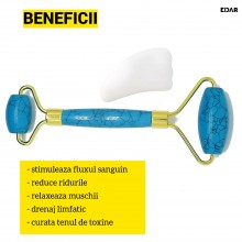 Set EDAR Dispozitiv De Infrumusetare Pentru Masaj Facial, Rola Onix si Piatra Opal, Intinerire A Pielii si Zona Ochilor, Dren...