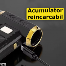 Mini Suflanta Aer Si Aspirator Fara Fir SIKS, 2 in 1, 5 Viteze, 3 Accesorii, Lumina LED, Portabila, Pentru Indepartare Praf P...