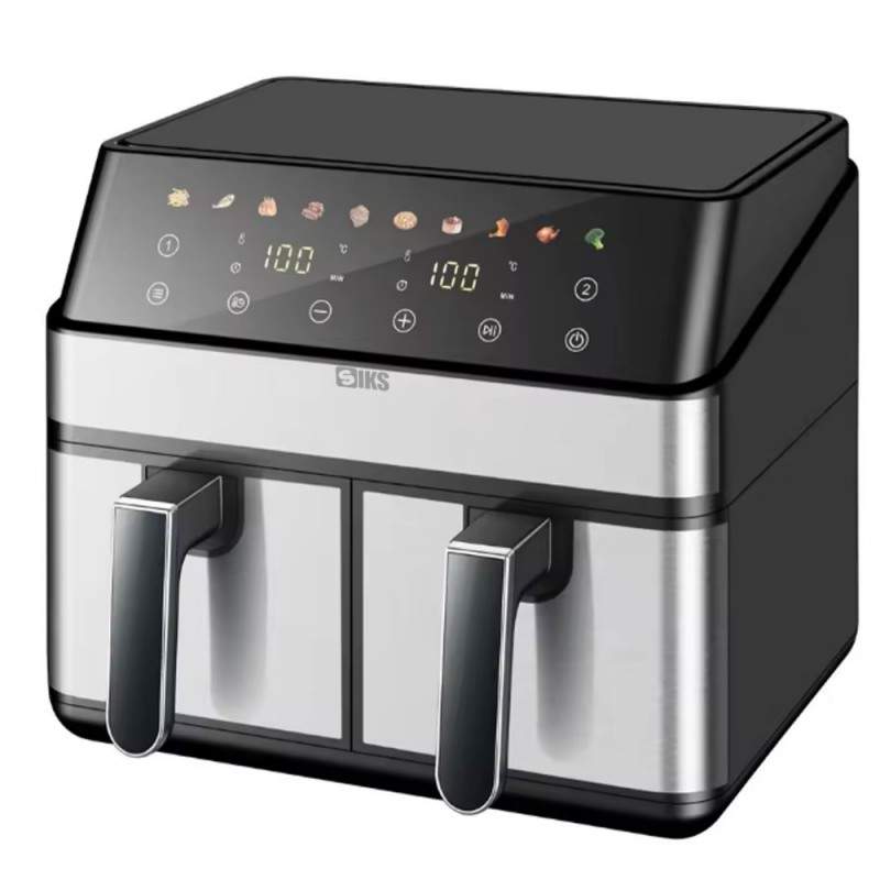Friteuza Air Fryer Dubla SIKS, Functionare Cu Aer Cald, Fara Ulei, 8 Programe Automate, Capacitate 9L, Temperatura Ajustabila... Friteuza Air Fryer Dubla SIKS, Functionare Cu Aer Cald, Fara Ulei, 8 Programe Automate, Capacitate 9L, Temperatura Ajustabila...
