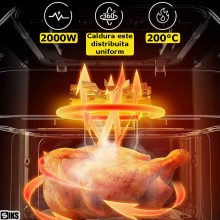 Friteuza Air Fryer Dubla SIKS, Functionare Cu Aer Cald, Fara Ulei, 8 Programe Automate, Capacitate 9L, Temperatura Ajustabila... Friteuza Air Fryer Dubla SIKS, Functionare Cu Aer Cald, Fara Ulei, 8 Programe Automate, Capacitate 9L, Temperatura Ajustabila...