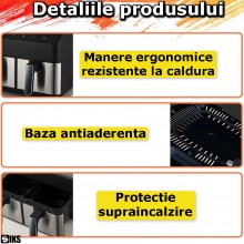 Friteuza Air Fryer Dubla SIKS, Functionare Cu Aer Cald, Fara Ulei, 8 Programe Automate, Capacitate 9L, Temperatura Ajustabila... Friteuza Air Fryer Dubla SIKS, Functionare Cu Aer Cald, Fara Ulei, 8 Programe Automate, Capacitate 9L, Temperatura Ajustabila...